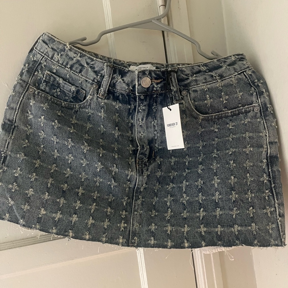 Forever 21 Jean Patterned Mini Skirt. Brand New Women Size M
